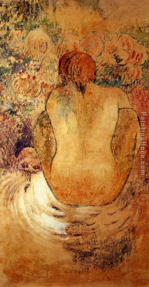 Crouching Marquesan Woman See from the Back painting - Paul Gauguin Crouching Marquesan Woman See from the Back art painting